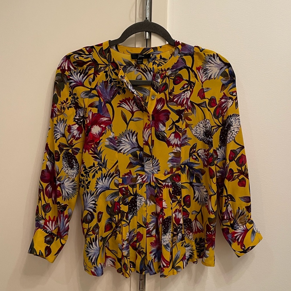 J. Crew 100% silk floral print blouse P00
